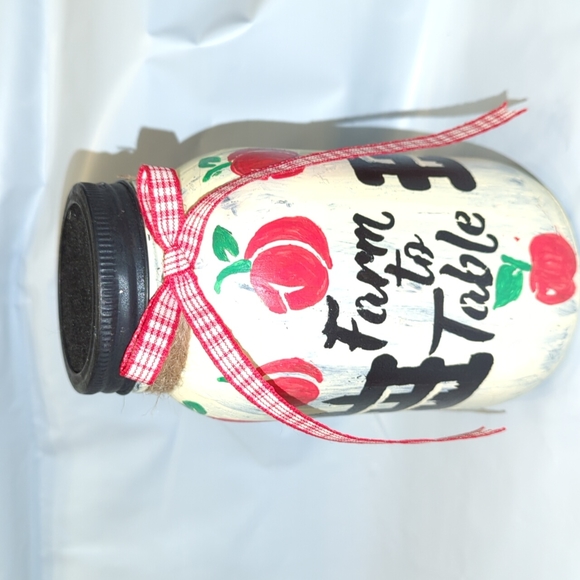 Fall buffalo plaid farmhouse apples Mason Jar decor Farm To Table all season - Picture 3 of 9